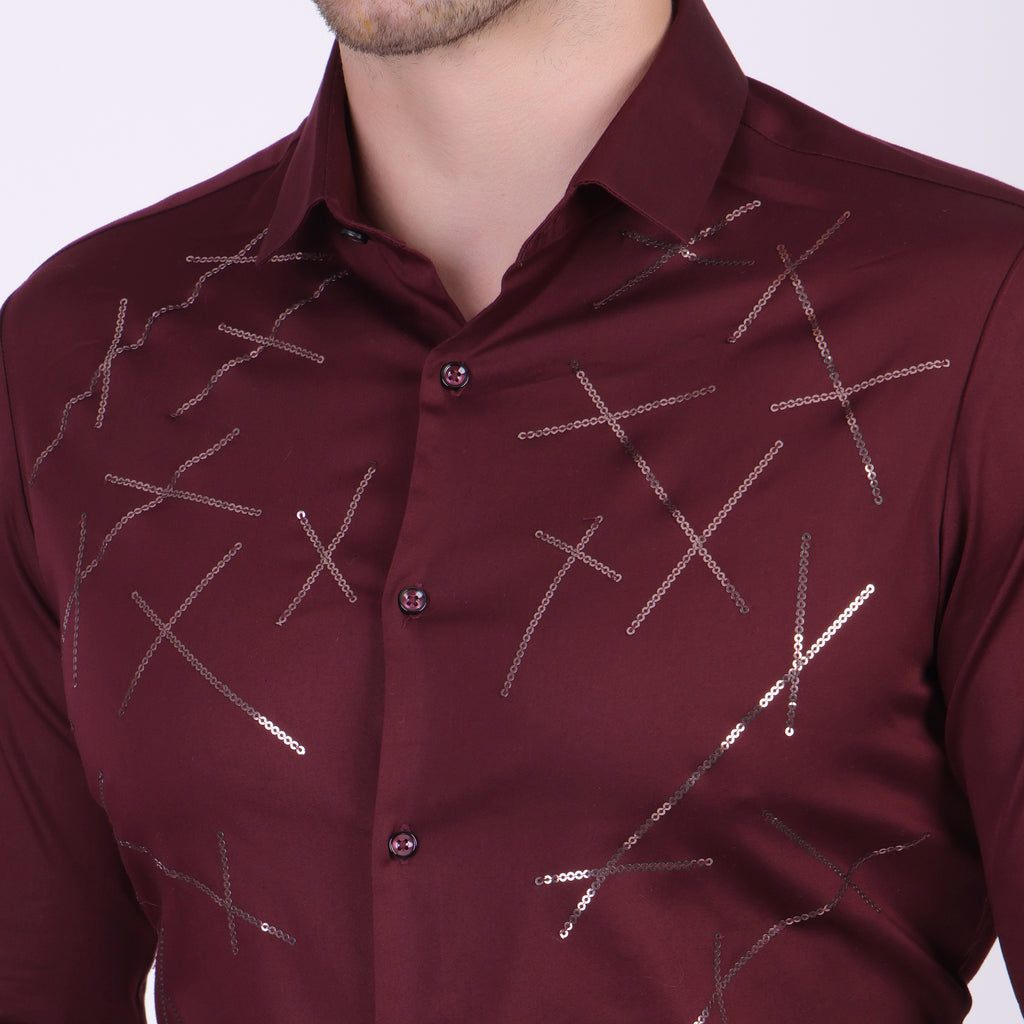 MAROON STARLIGHT SCATTER PARTY SHIRT