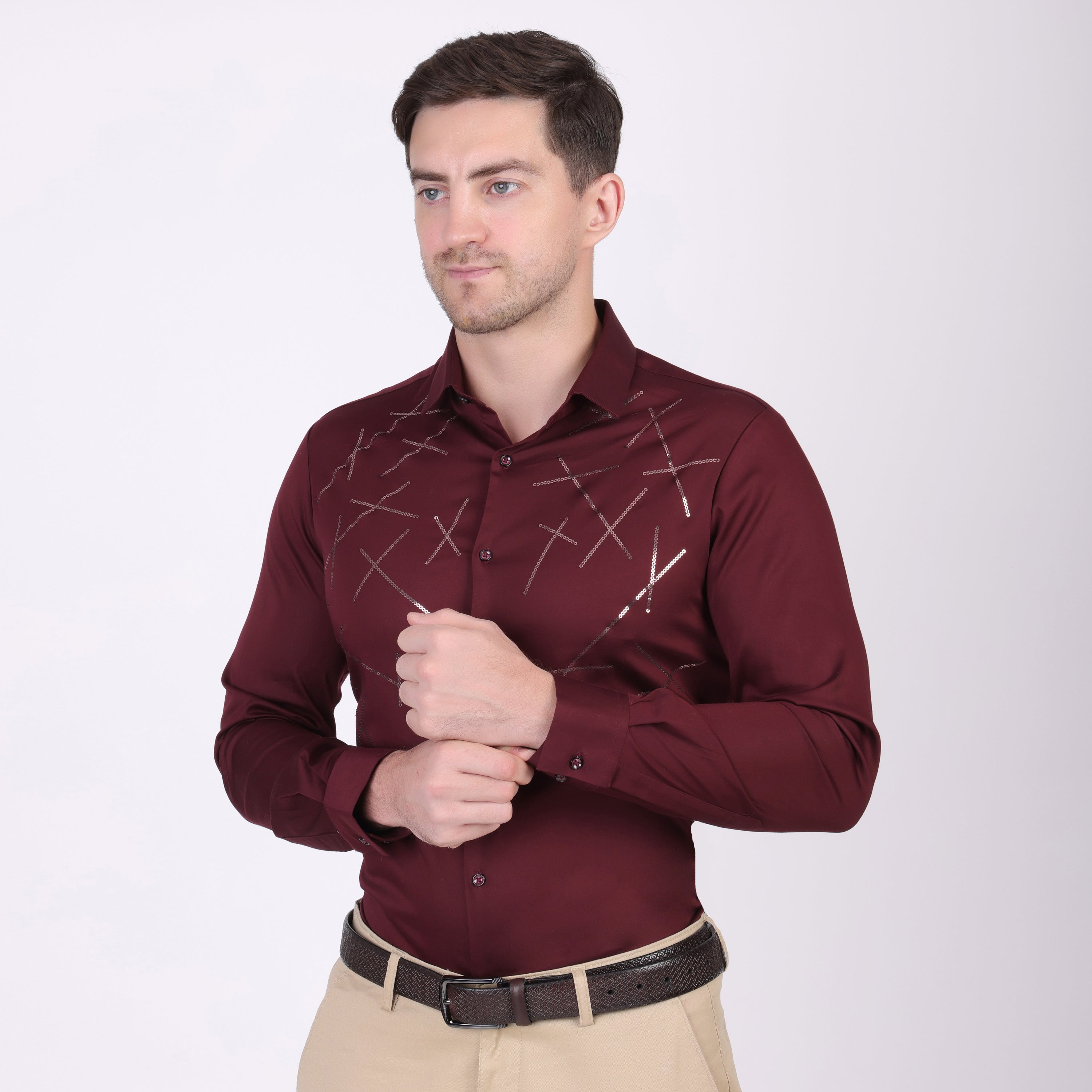 MAROON STARLIGHT SCATTER PARTY SHIRT