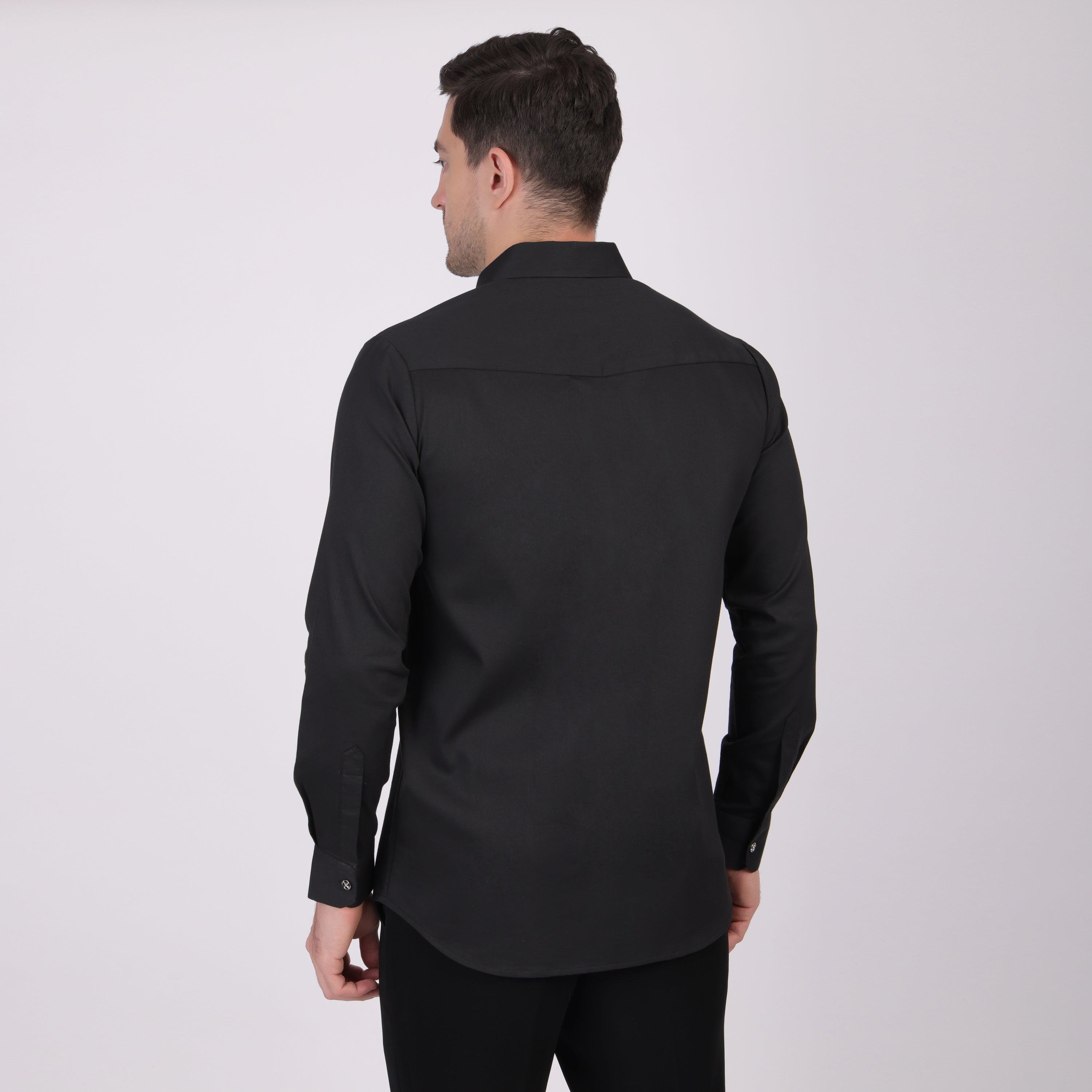 Pier Seven Signature Cotton Patch Work Slim Fit Shirt for Men - Black (PWY075) Pier Seven