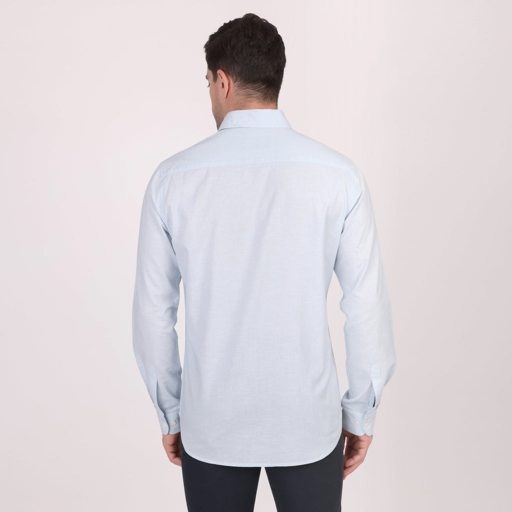 Pier Seven Ethnic Cotton Self Design Slim Fit Shirt for Men - Light Blue (PWY079) Pier Seven
