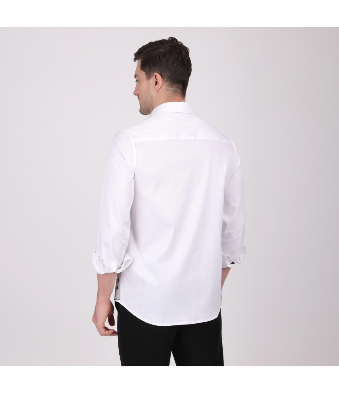 Premium White City Embroidery Shirt for Men | Slim Fit Designer Urban Party Wear Shirt (PWY081)