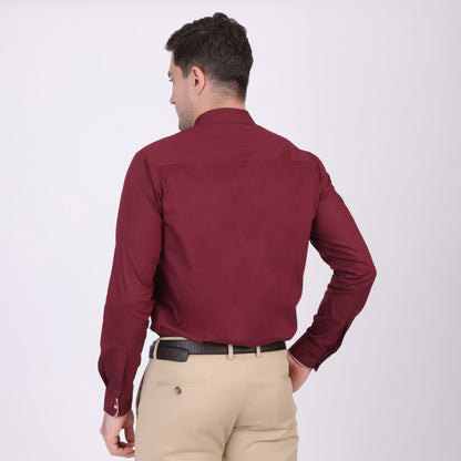 Pier Seven Ethnic Polycotton Embroidered Slim Fit Shirt for Men - Maroon (PWE006) Pier Seven