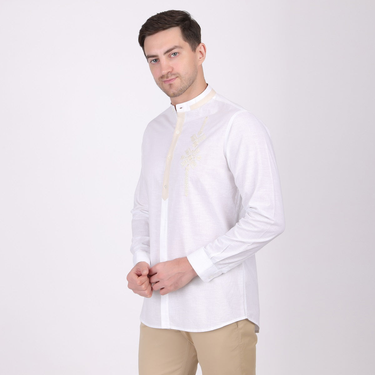 WHITE ZENITH SUBTLE EMBROIDED ETHNIC PARTY SHIRT