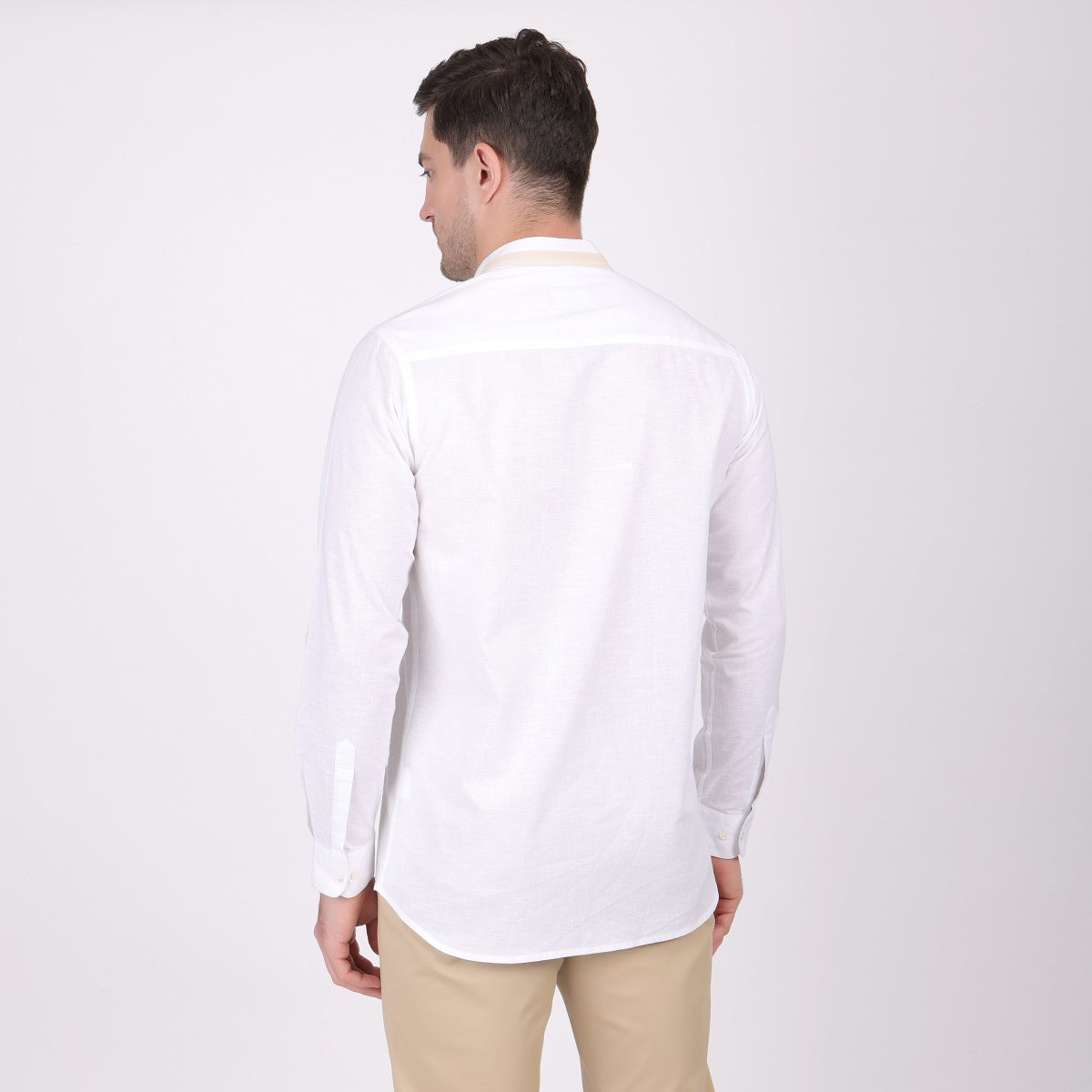 Pier Seven Ethnic Cotton Embroidered Men's Regular Fit Shirt - White (PWE007)