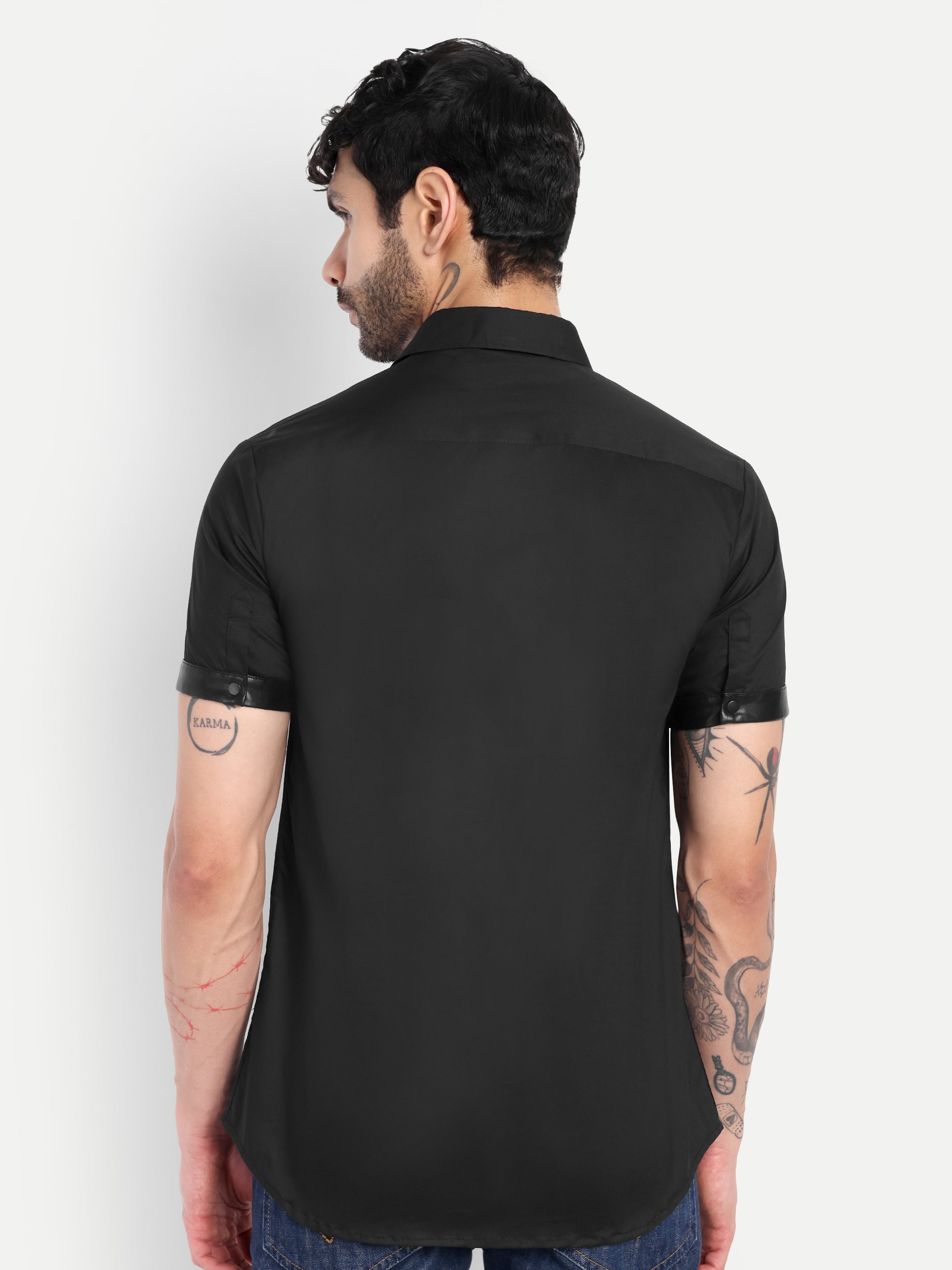 BLACK MOTO PANEL CLUBWEAR  SHIRT