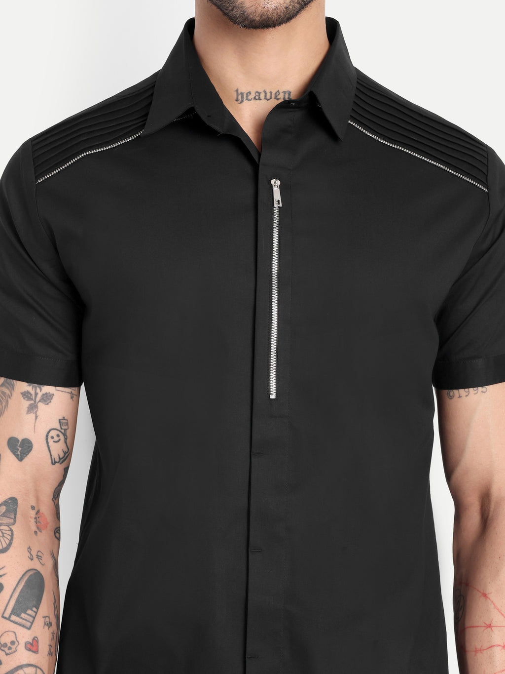 BLACK ZIP SHOULDER BIKER CLUB WEAR SHIRT