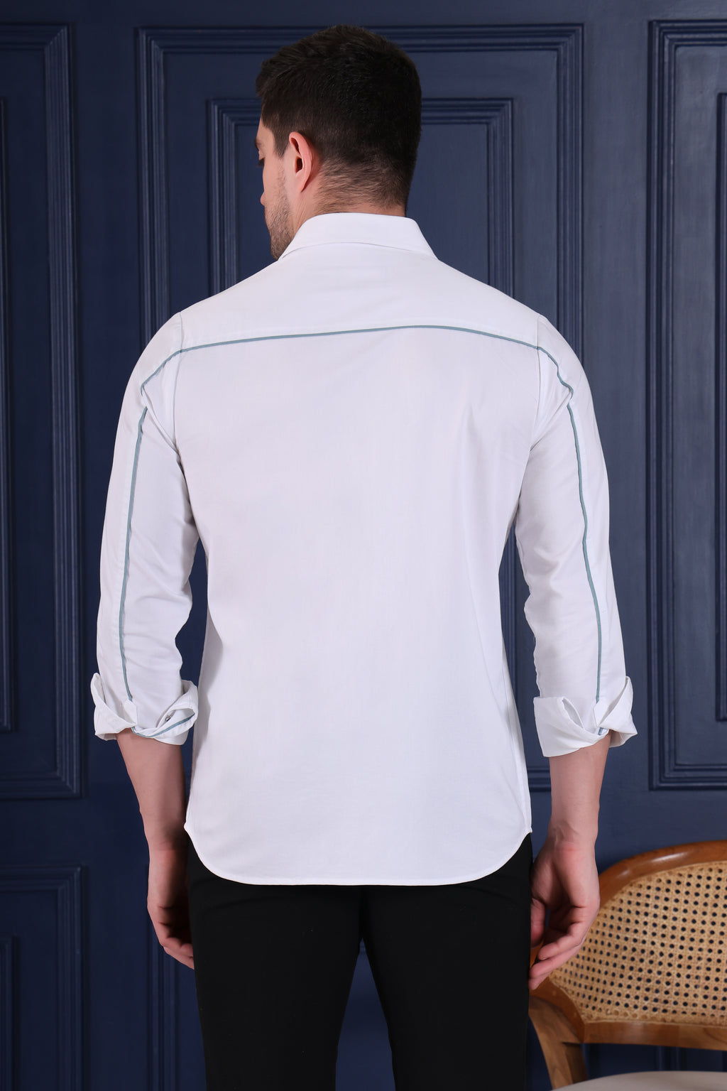 PASTEL BLOOM PATCH PARTY WEAR SHIRT EMBROIDED WHITE