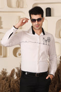 WHITE SATIN WINE GLASS EMBRIODE SHIRT (PWY216)