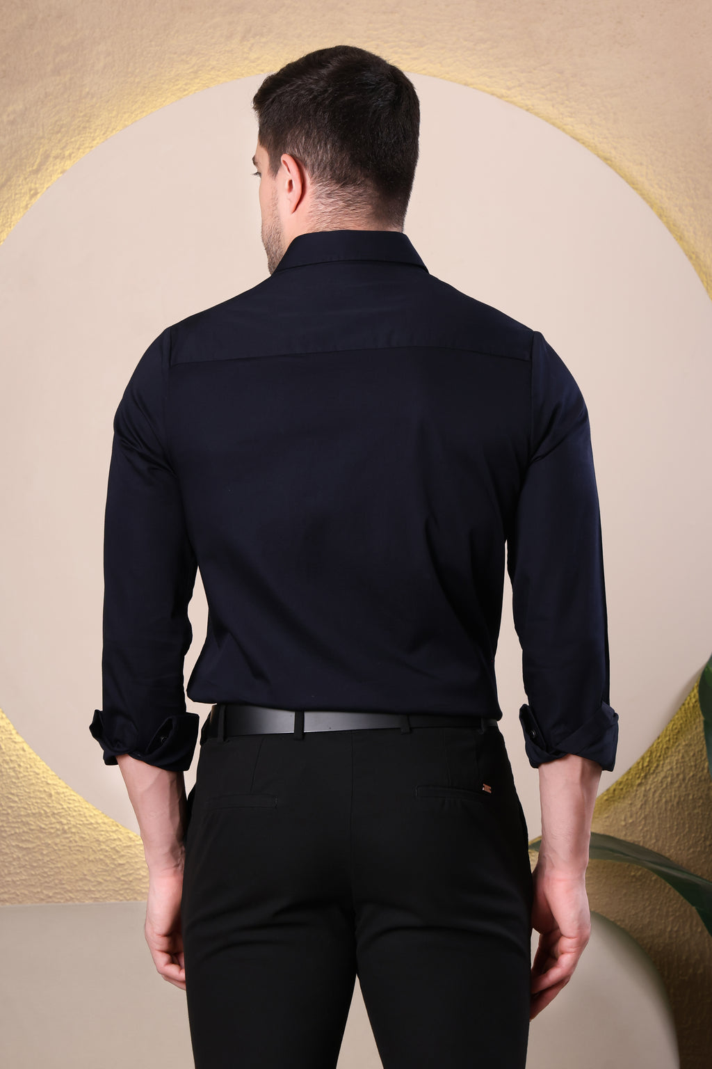 TIC TAC GLOW SHIRT HAND EMBROIDED BEAD WORK PARTY SHIRT NAVY