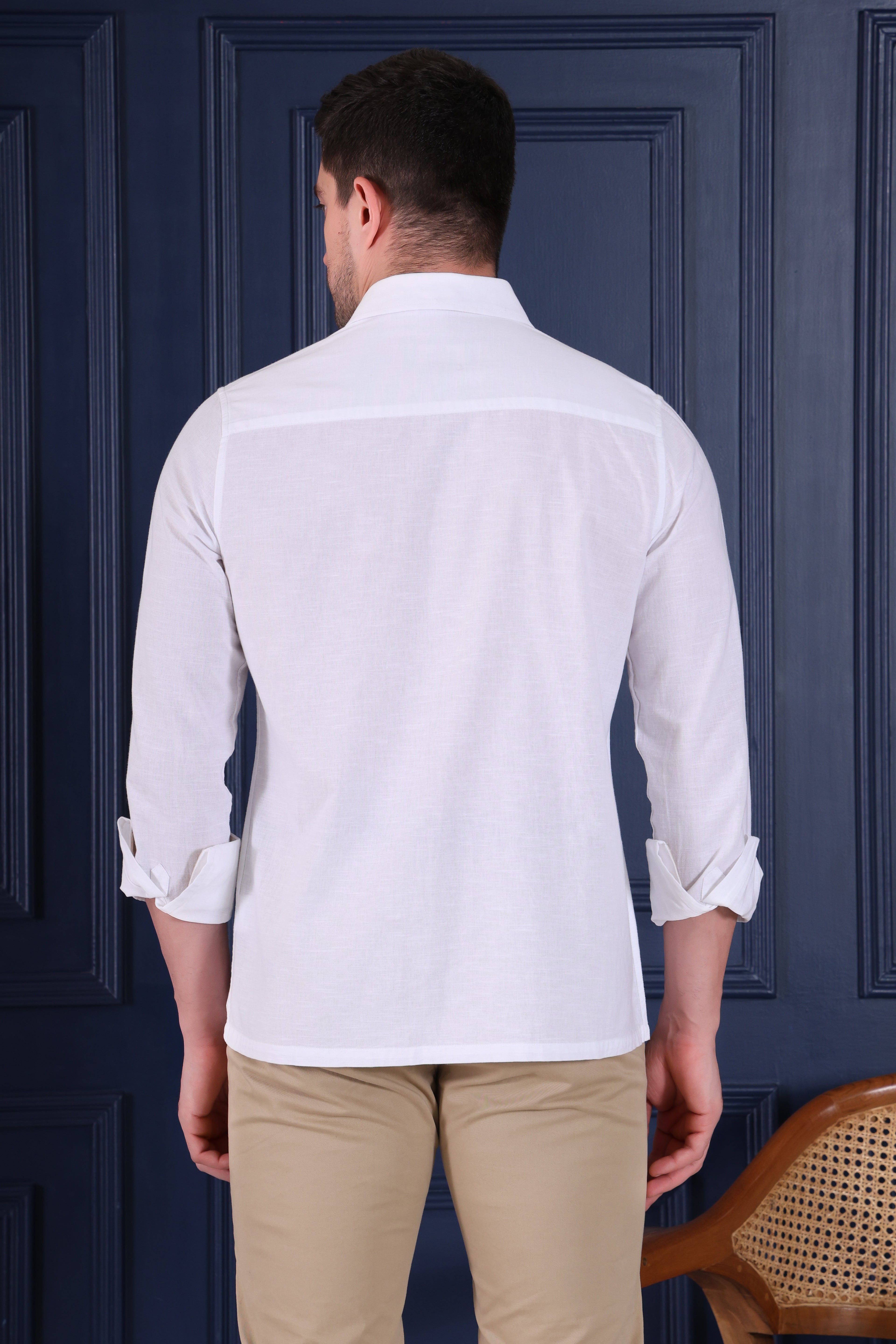 HERITAGE PANEL EMBROIDED PARTY SHIRT WHITE