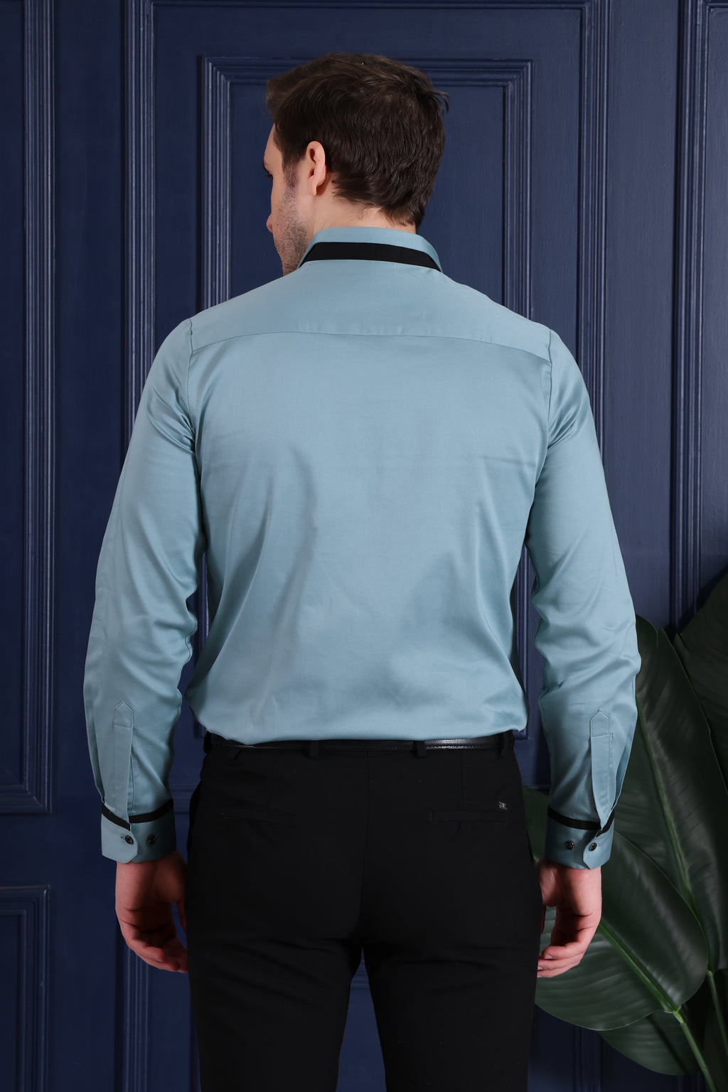 Signature Satin Lycra Embroidered Men's Regular Fit Shirt - Green (PWY232)
