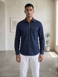 Pier Seven Men’s Navy Stitch Detail Shirt PWY243