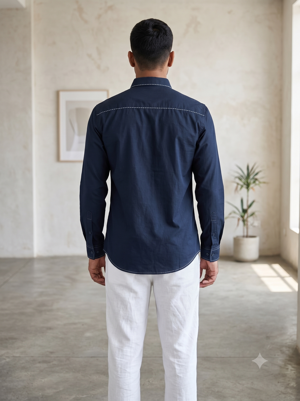 Pier Seven Men’s Navy Stitch Detail Shirt PWY243