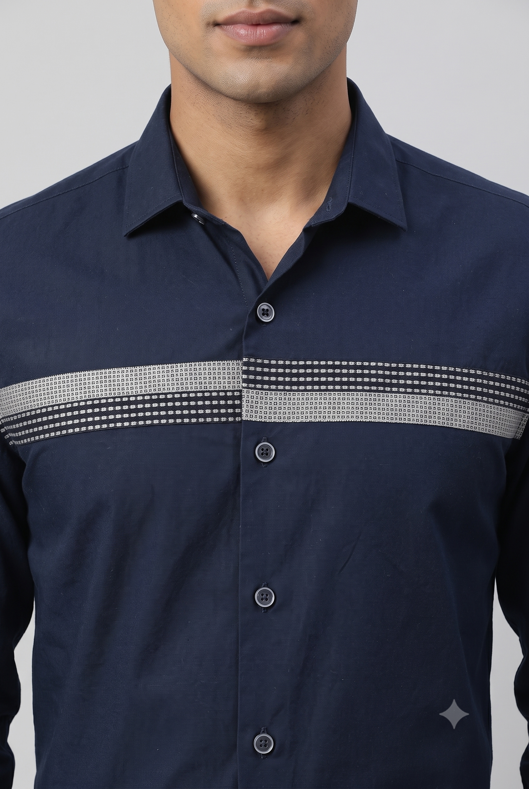 Pier Seven Men’s Navy Panel Embroidered Shirt PWY245