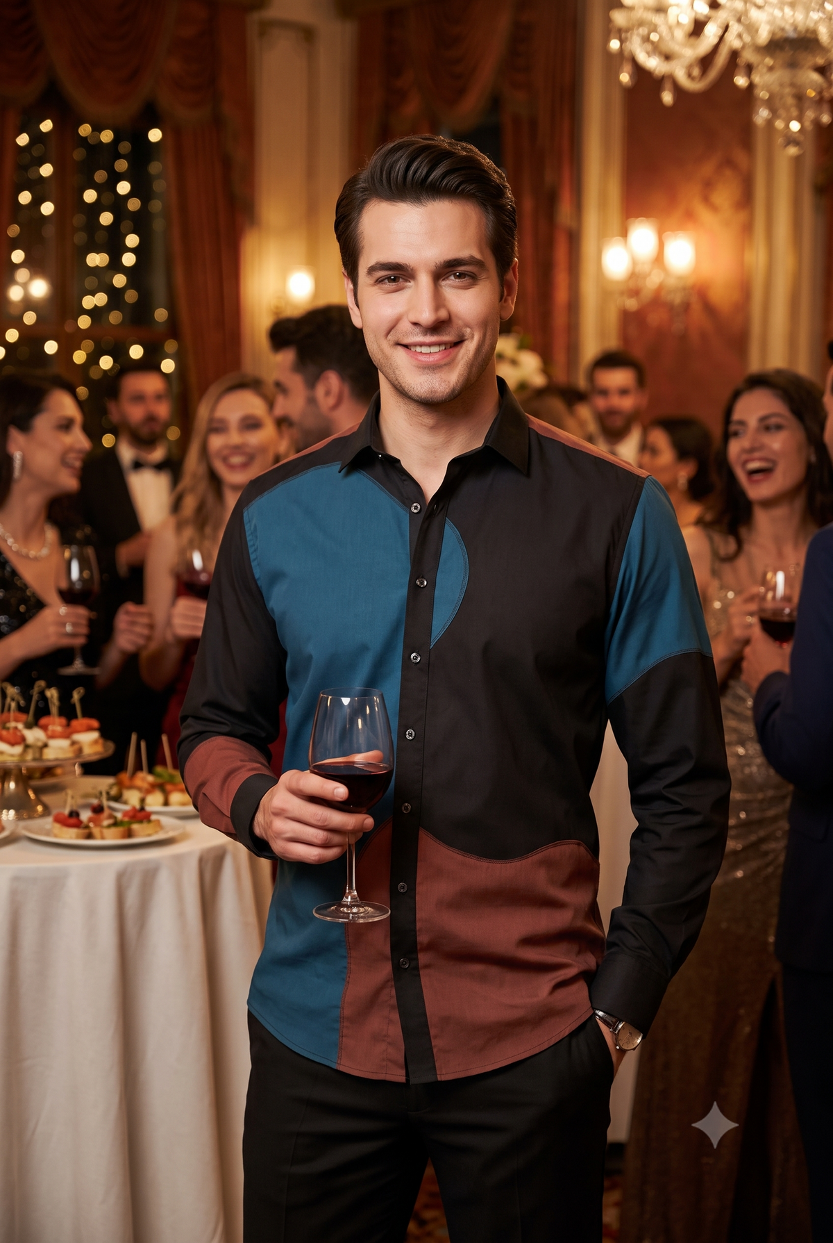Pier Seven Men Colourblock Party Shirt PWY247
