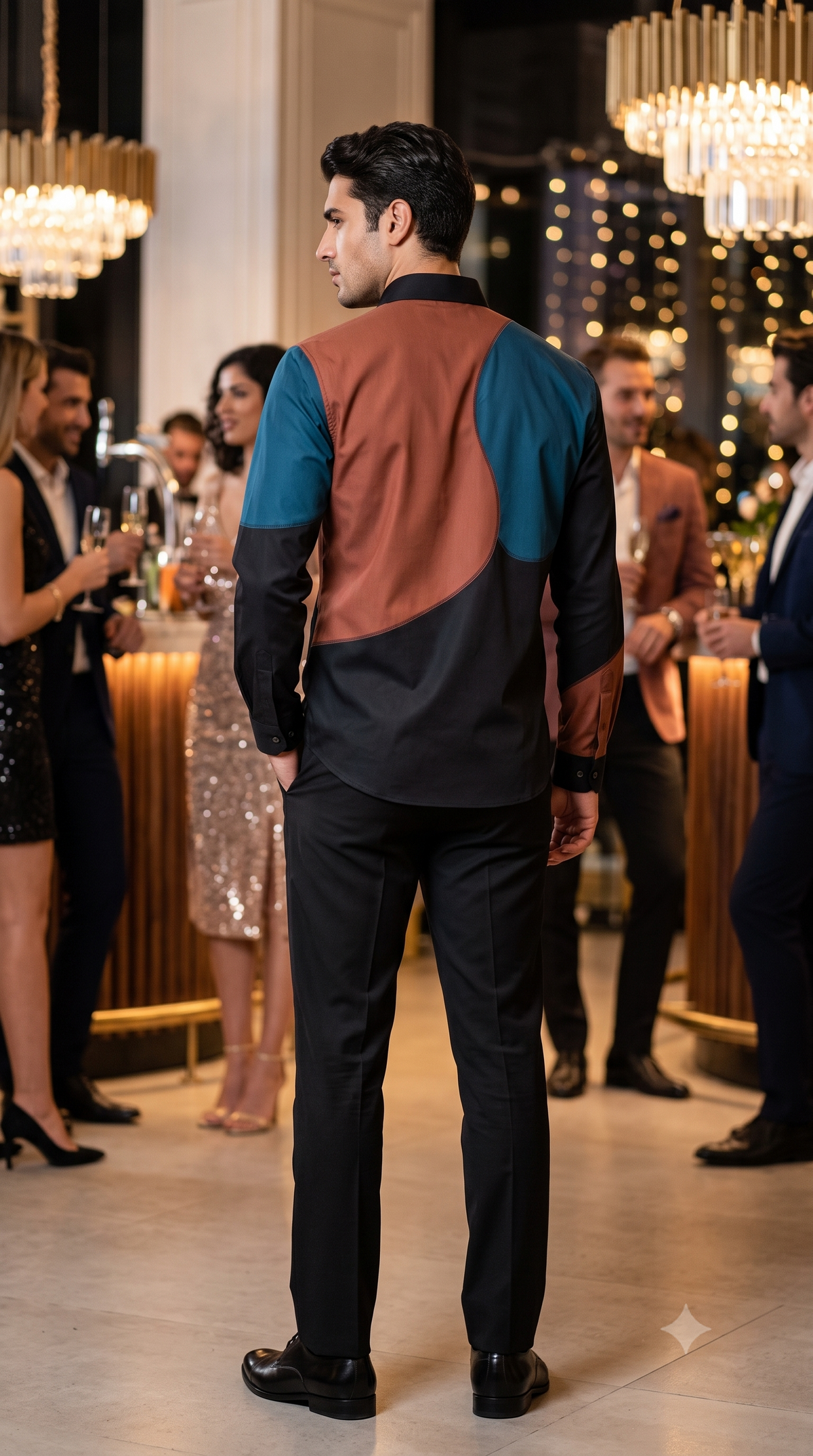 Pier Seven Men Colourblock Party Shirt PWY247