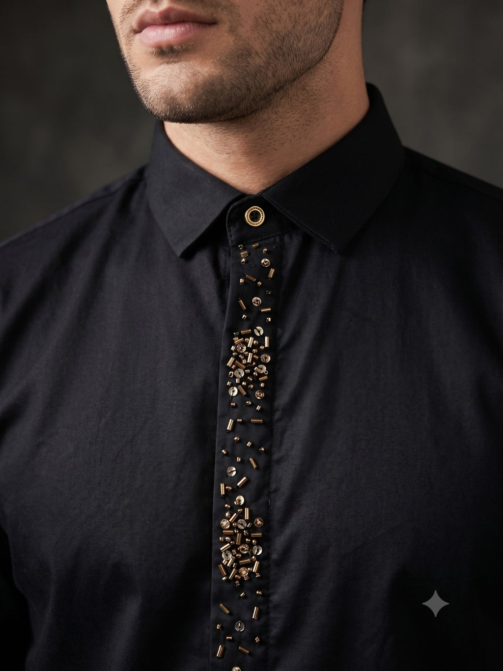 Black Ethnic Embroidered Shirt PWY251