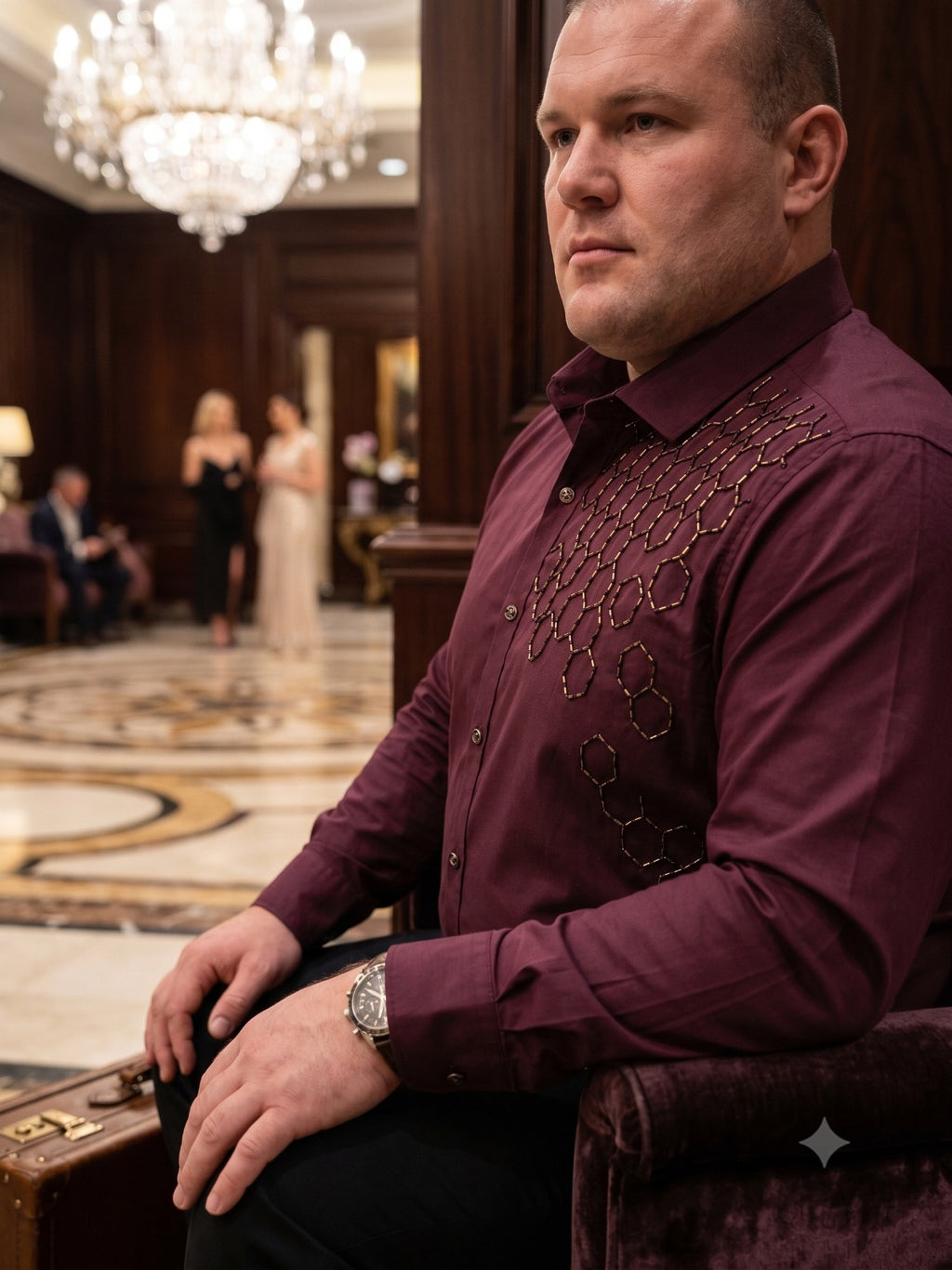 Maroon Dobby weave Detail Shirt PWY255