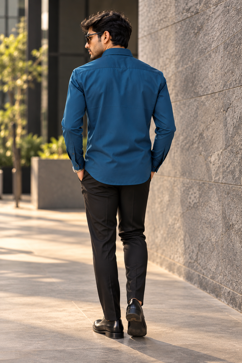 Pier Seven Men's Blue Contrast Panel Shirt PWY261