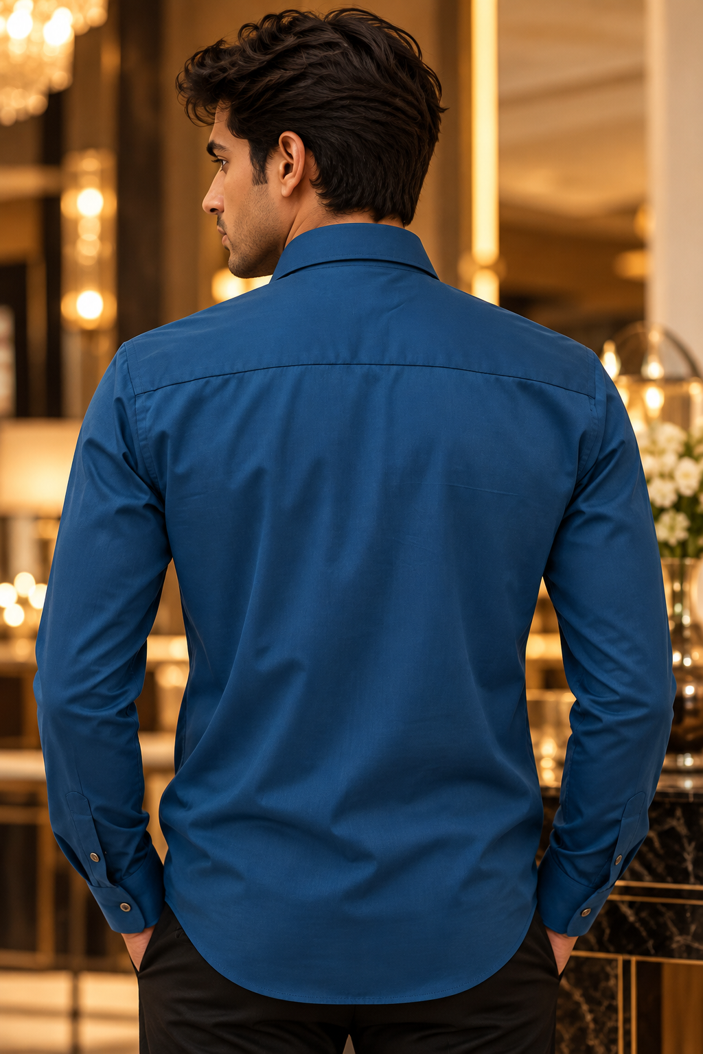 Pier Seven Teal Embellished Party Wear Shirt  PWY264