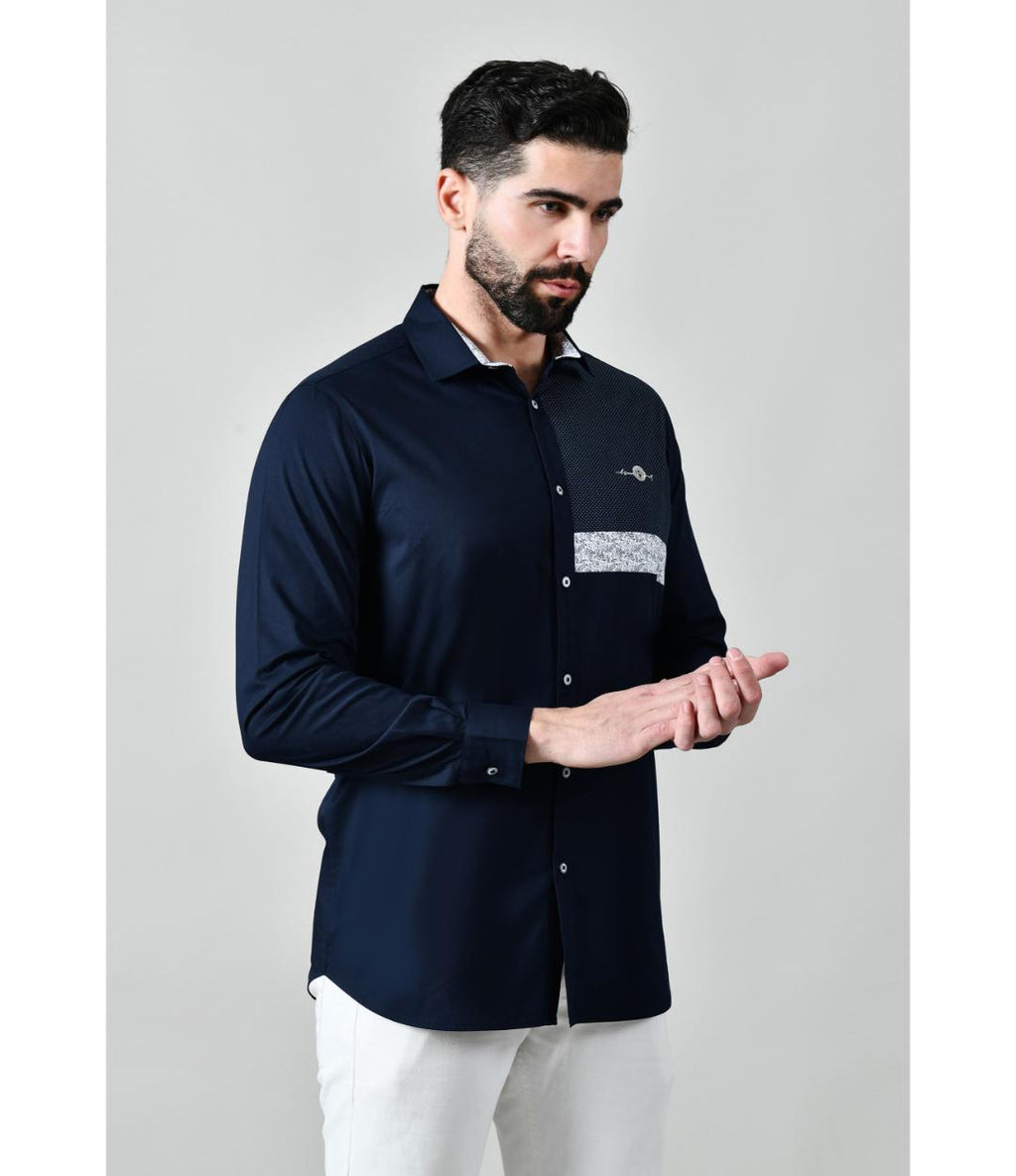 Premium Navy Blue Designer Shirt for Men | Regular Fit Formal & Party Wear Shirt (CWM113)