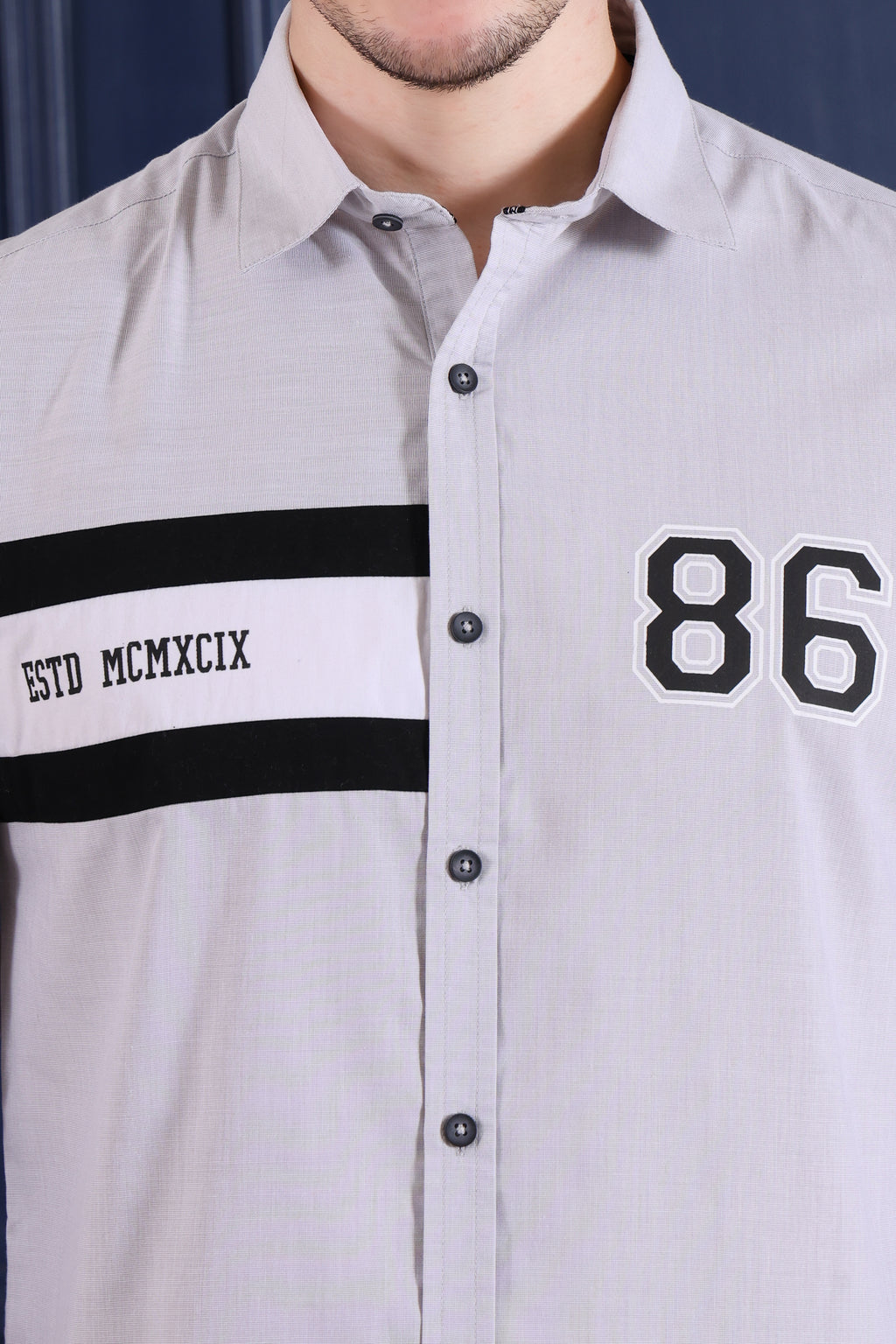 Premium Grey Chanbrey Colour Block Shirt for Men | Regular Fit Designer Urban Wear Shirt (CWY011)