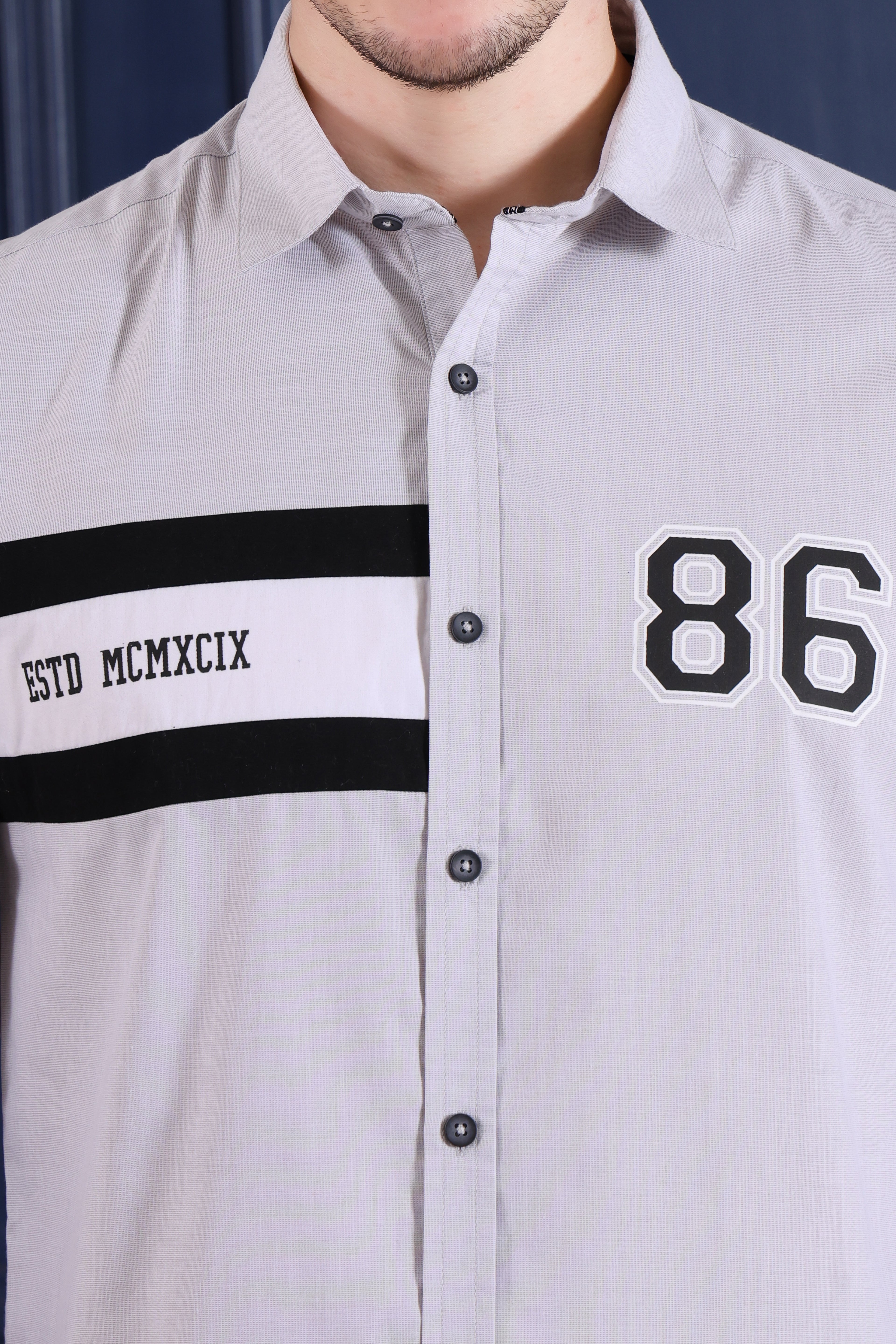 Premium Grey Chanbrey Colour Block Shirt for Men | Regular Fit Designer Urban Wear Shirt (CWY011)