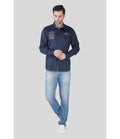 Premium Navy Blue Casual Shirt for Men | Embroidered Regular Fit Cotton Shirt (CWY065)