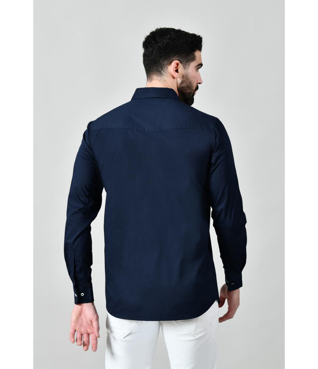 Premium Navy Blue Designer Shirt for Men | Regular Fit Formal & Party Wear Shirt (CWM113)