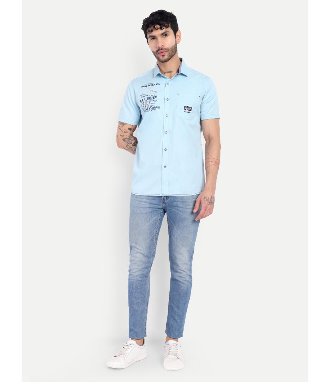 CAMISA VAQUERA CON BLOQUES DE COLOR Y BRÚJULA NÓRDICA