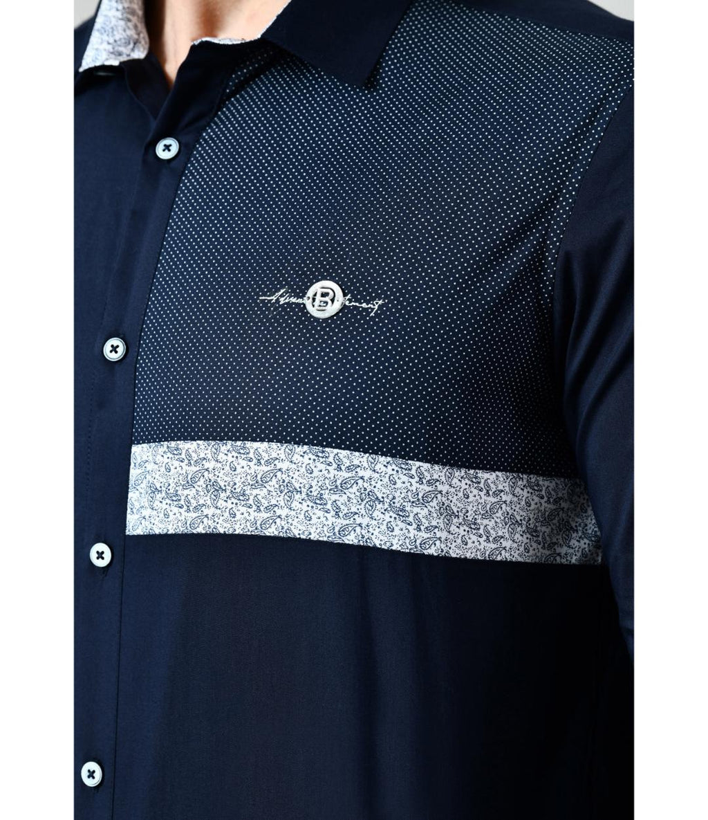 Premium Navy Blue Designer Shirt for Men | Regular Fit Formal & Party Wear Shirt (CWM113)